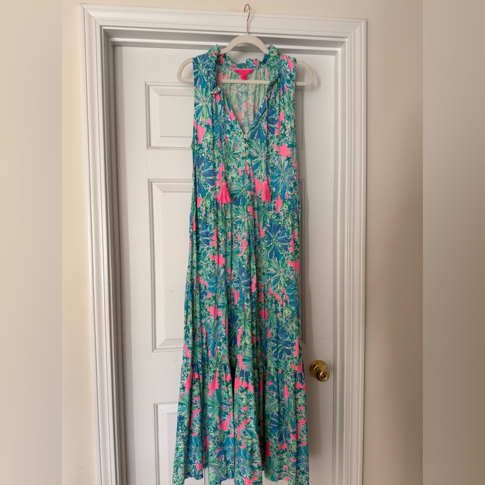Lilly Pulitzer Malone Maxi Dress Soleil Pink Good Hare Day